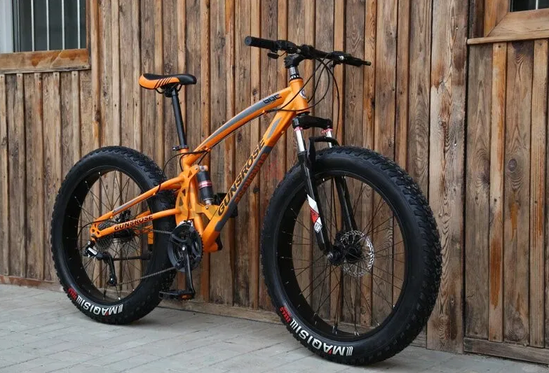 In Box brand new Fat Mountain bike – Double disc brake high carbon steel 26 inch yellow + 27 speed