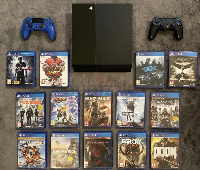 Playstation 4 1TB storage + 2 controllers + 14 games